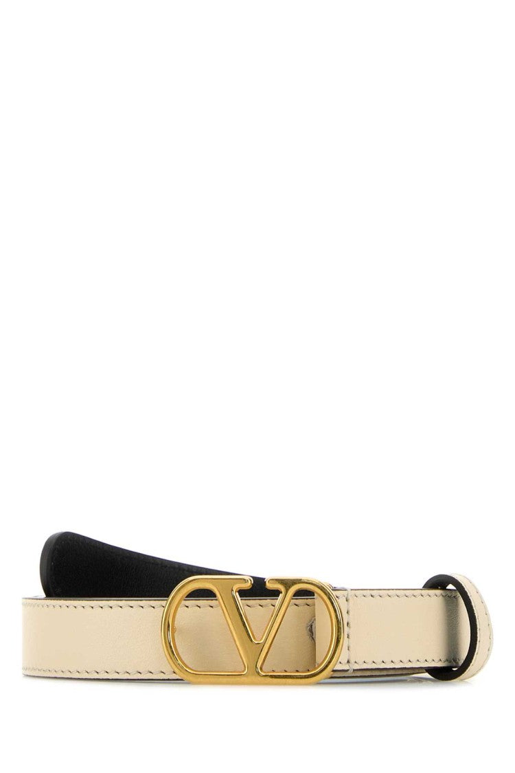 Valentino Garavani Ivory Leather Vlogo Belt
