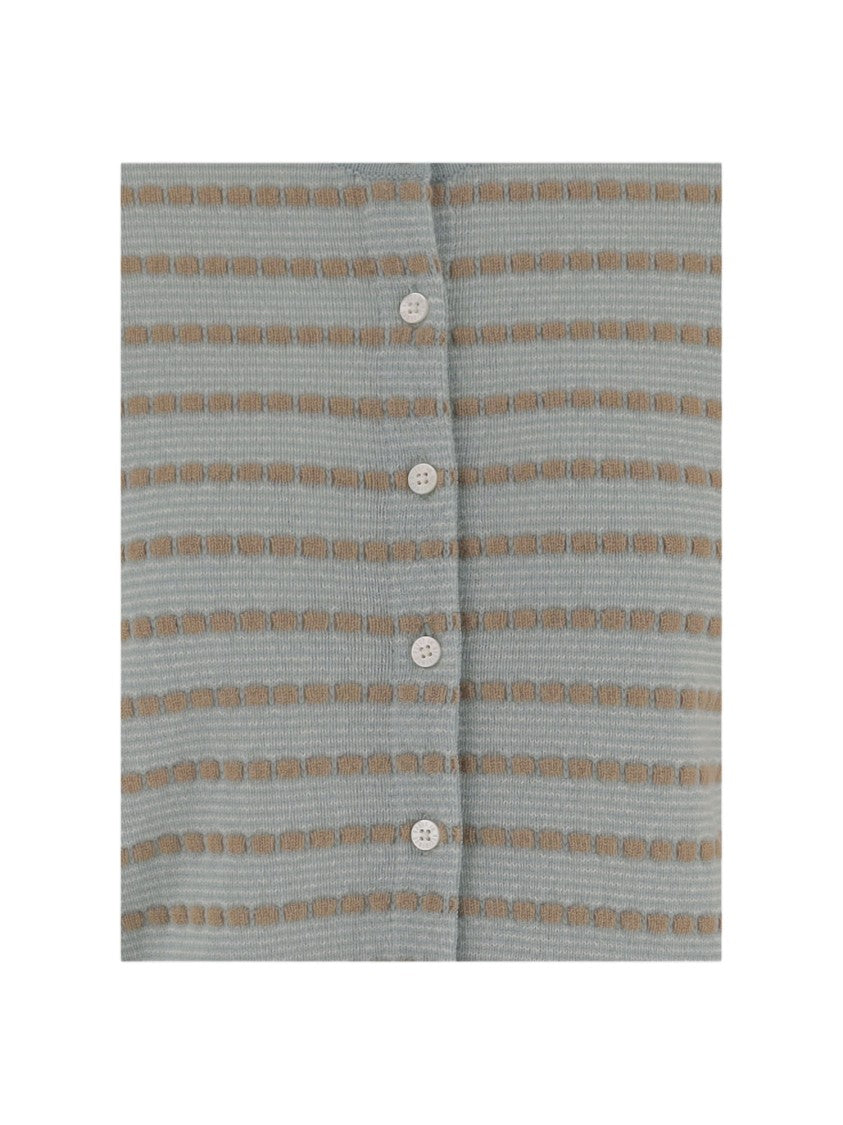 Guest In Residence All-Over Striped Cashmere Cardigan With Contrast Ribbed Cuffs