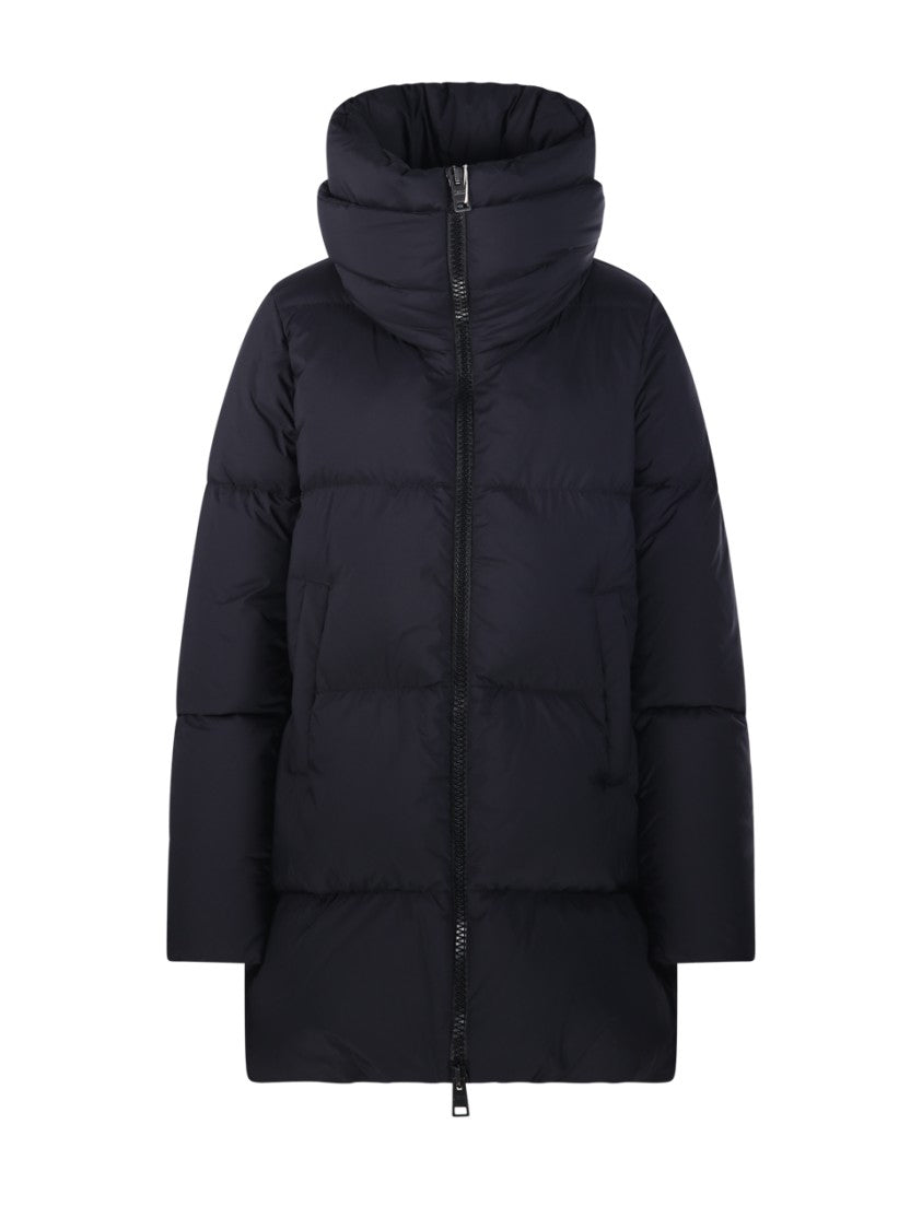 Herno Boxy Black Down Jacket With Padded Collar And Quilted Design