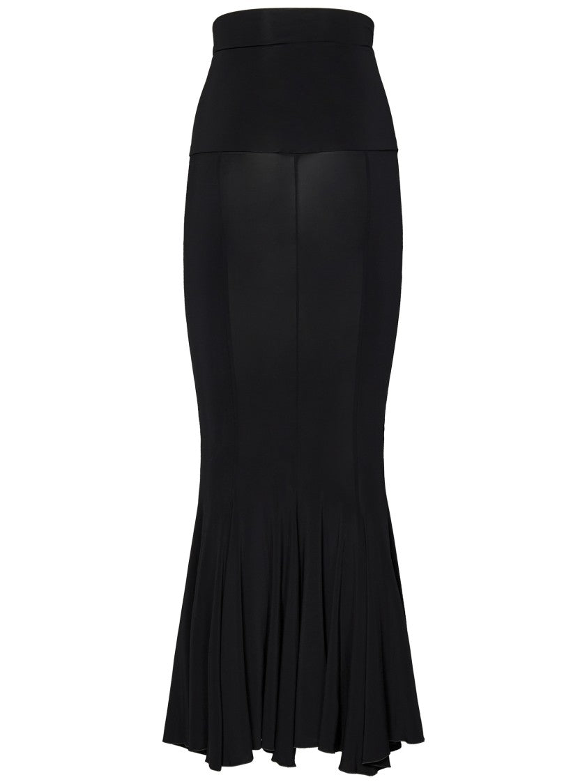 Nensi Dojaka Black Flared Hem Midi Skirt