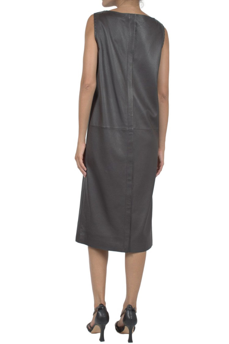 Fendi Grey Boat-Neck Deer Midi Dress