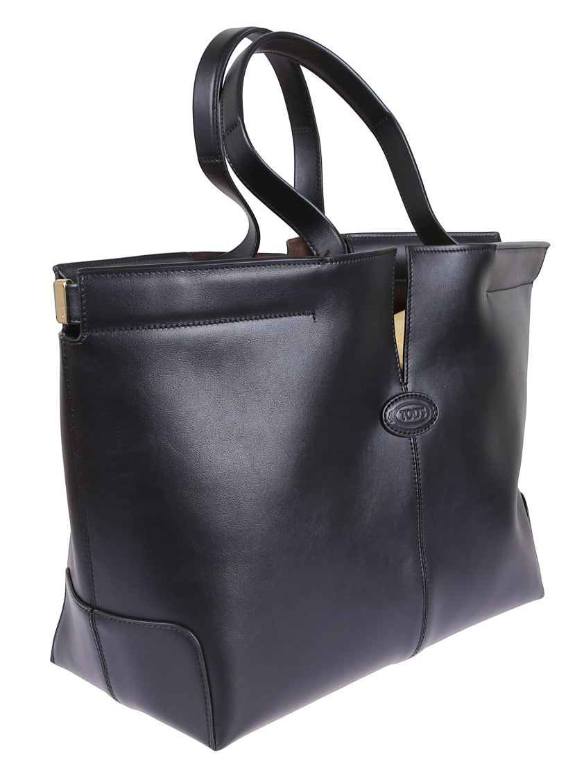 Tod's Structured Black Leather Folio Bag