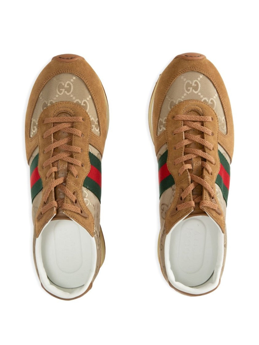 Gucci Low-Top Sneakers In Camel Gg Canvas