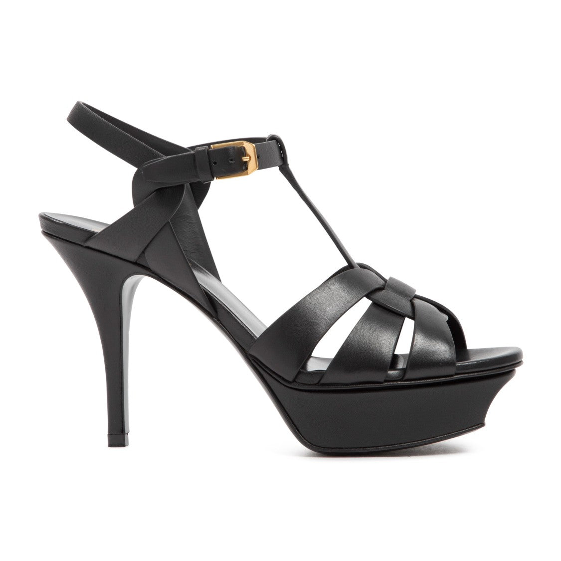 Saint Laurent Black Leather Tribute Sandals