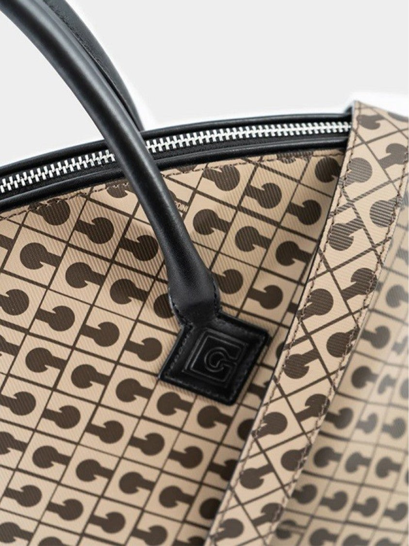 Gherardini Large Brown Geometric Pattern Bowling Handbag