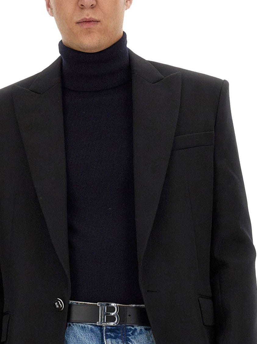 Balmain Ribbed High Neck Turtleneck Sweater