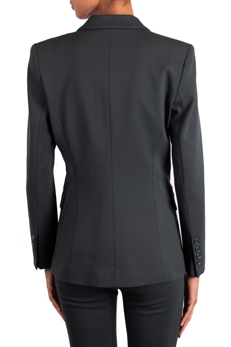 Pinko Green Single-Button Flap Pocket Viscose-Blend Blazer
