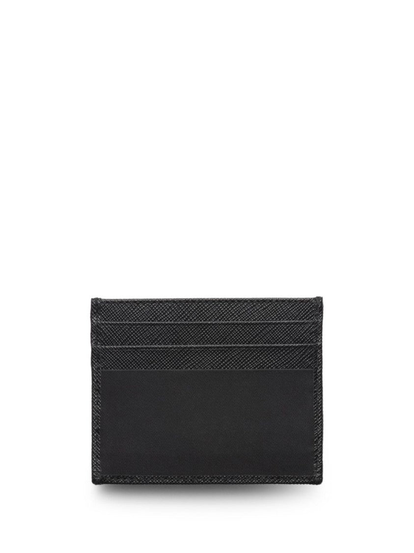 Prada Black Re-Nylon Saffiano Leather Cardholder Wallet
