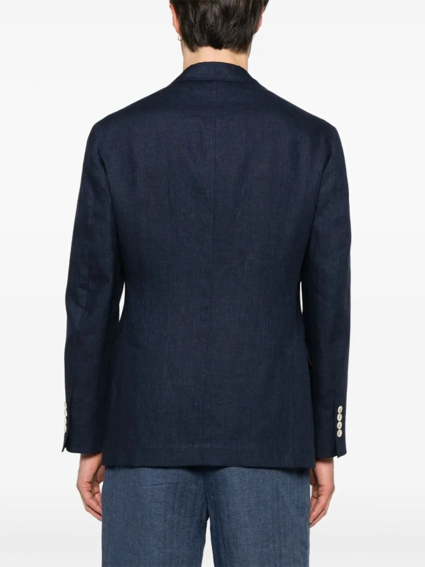 Brunello Cucinelli Navy Deconstructed Jacket With Tailored Silhouette