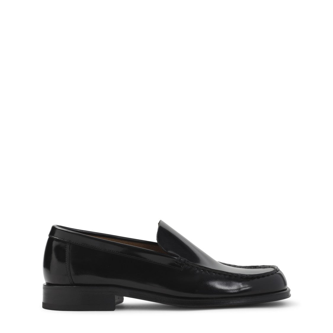Lemaire Polished Black Calf Leather Loafers With Tonal Stitching