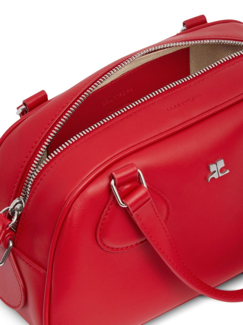 Courrèges Elongated Red Leather Bag With Silver-Tone Hardware