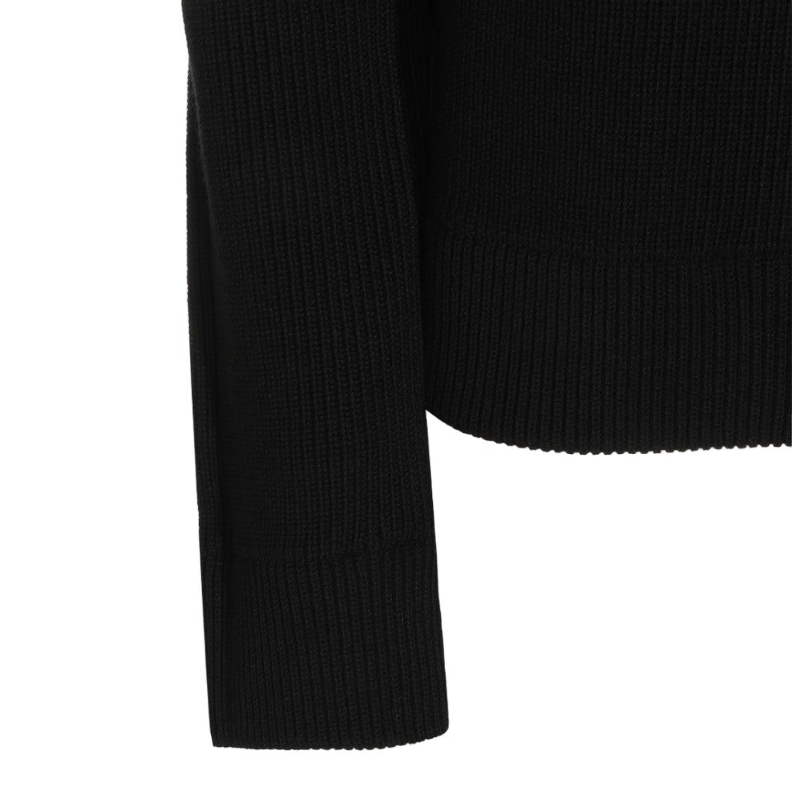 Maison Margiela Black Knitted Sweater With High Ribbed Collar And Silver Zipper Closure