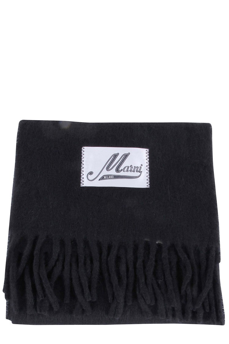 Marni Fringed Black Alpaca Blend Scarf