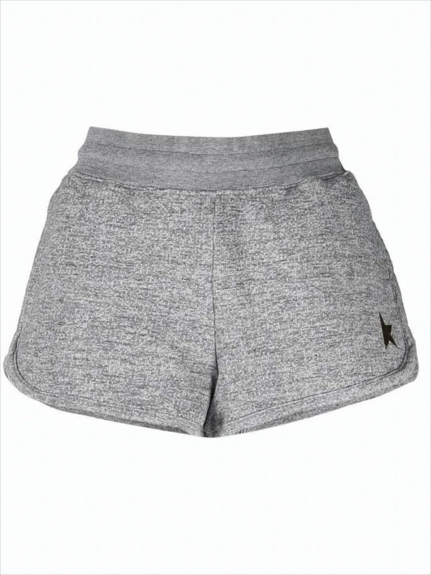 Golden Goose Heathered Grey Shorts With Elastic Waistband And Metallic Detail