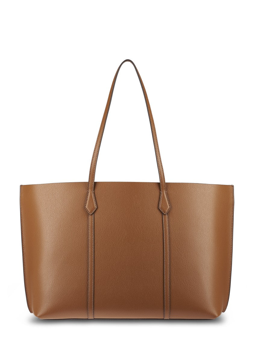 Tory Burch Structured Brown Leather Tote With Refined Details