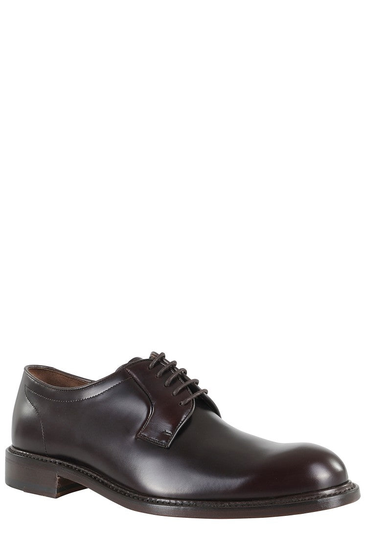 John Spencer Brown Polished Leather Derby Shoes