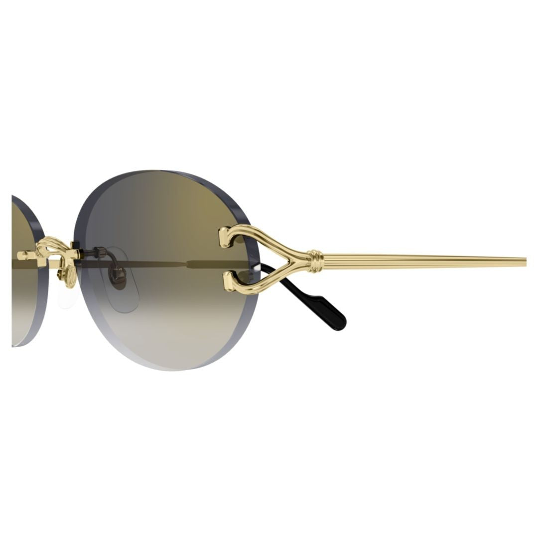 Cartier Rimless Oval Gradient Sunglasses With Gold Bridge