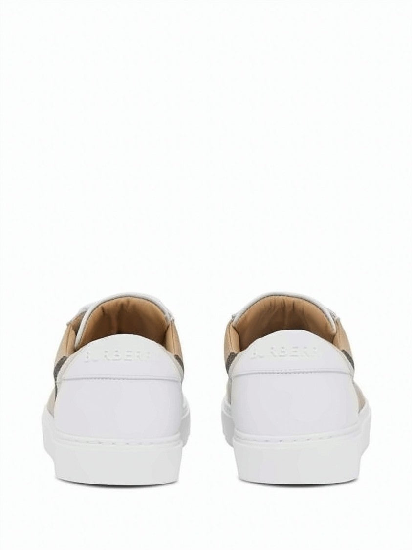 Burberry Classic Check Pattern Low-Top Sneakers With Leather Overlays