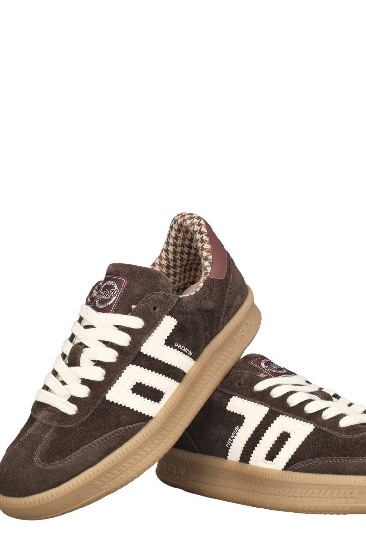 Back70 Brown Chamois Leather Logo-Panel Sneaker