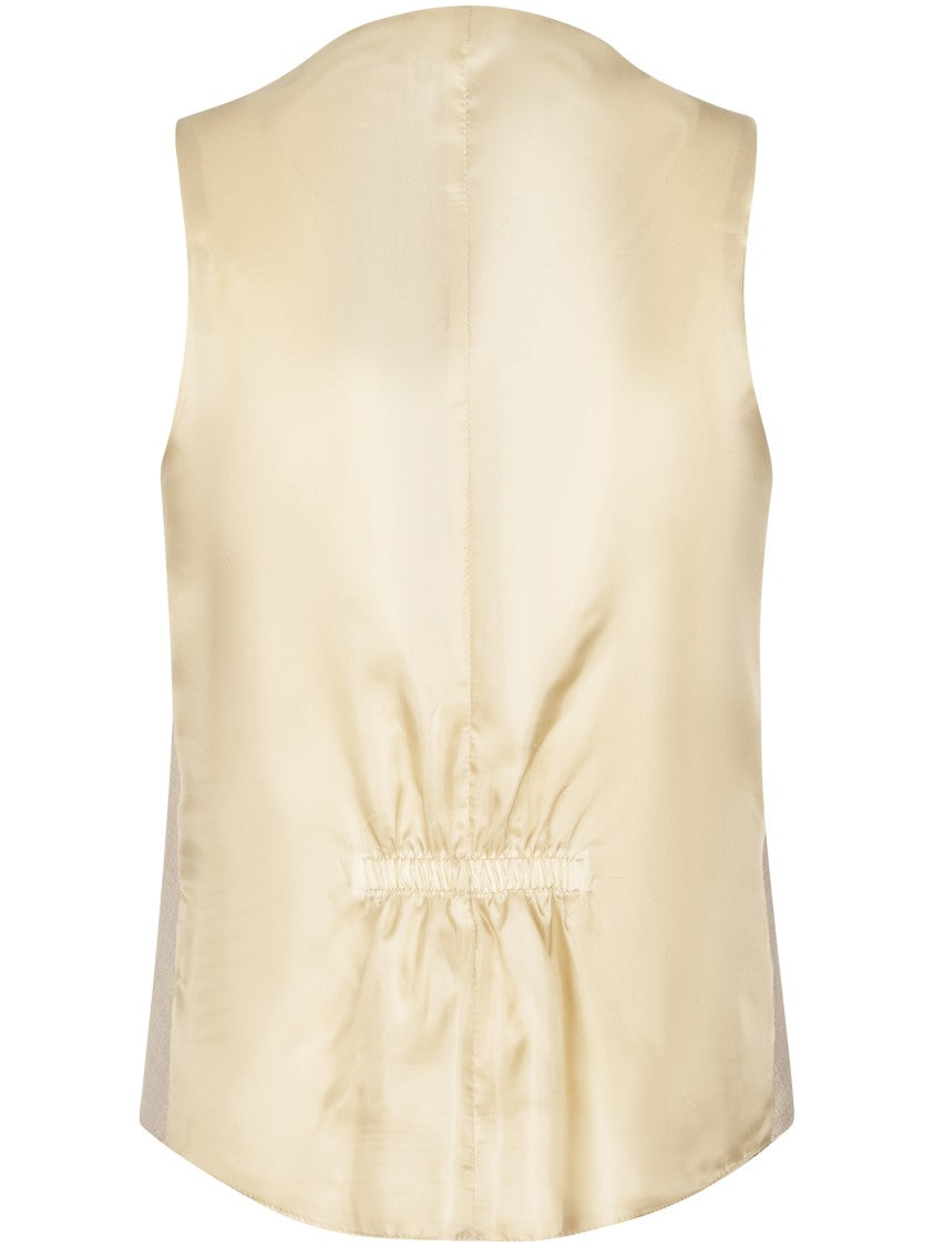Tagliatore Sleeveless Tailored Vest With Ornate Metallic Buttons