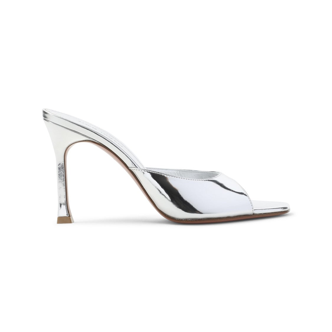 Amina Muaddi Silver Leather Alexa 95 Slippers