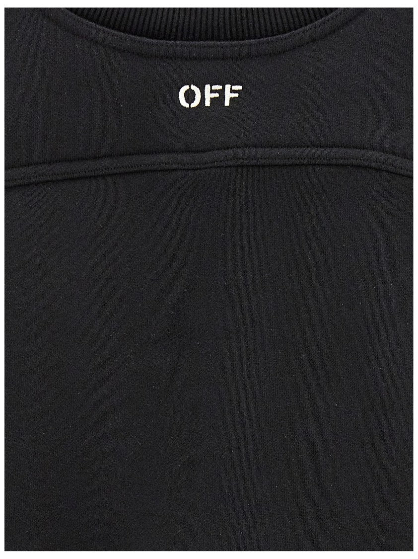 Off-White Cropped Crew Neck Sweatshirt