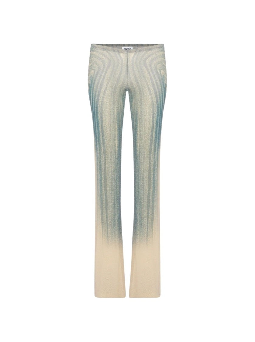 Jean Paul Gaultier Spiral Mesh Pants Ecru And Aqua