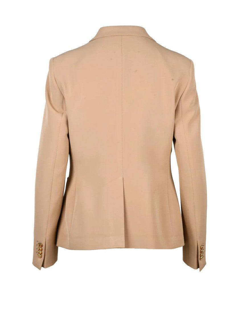 Tagliatore Biscuit Double-Breasted Gold-Tone Button Polyester Blazer