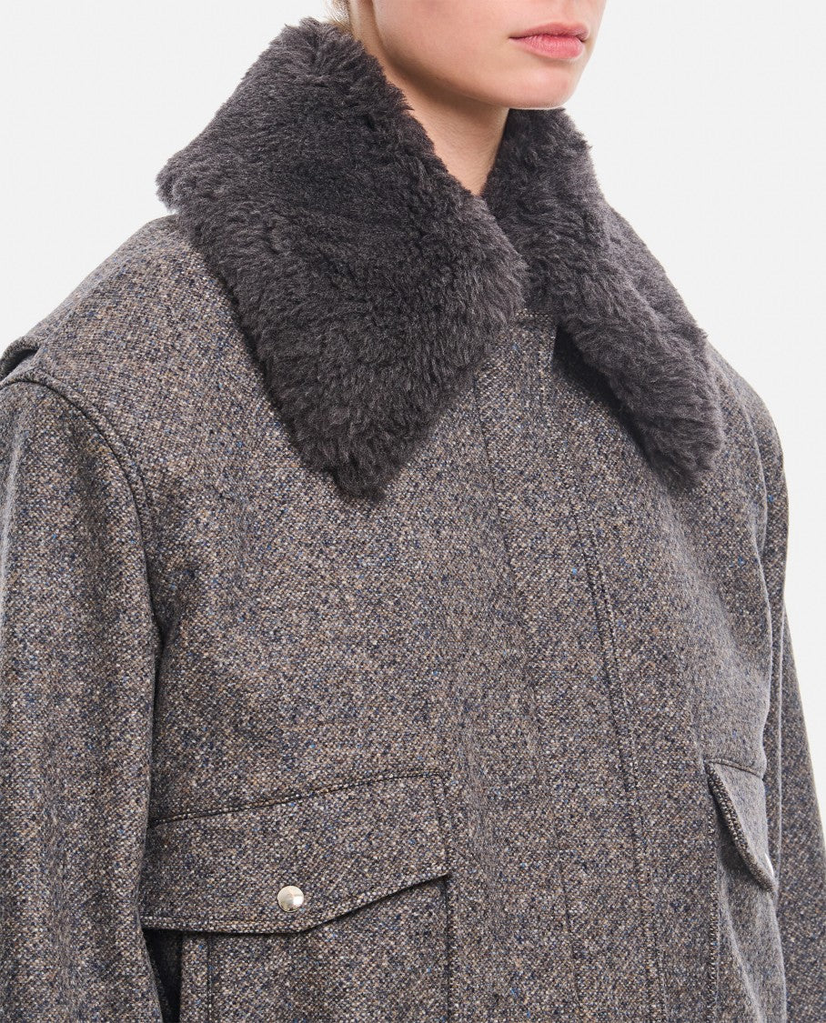 Stella Mccartney Teddy Wool Trimmed Zipped Jacket Unlined