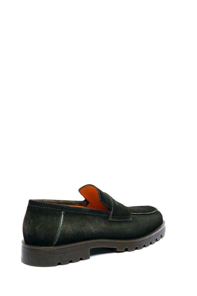 Santoni Suede Moccasins With Rubber Sole