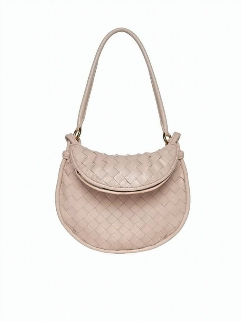 Bottega Veneta Lambskin Leather Shoulder Bag With Woven Design