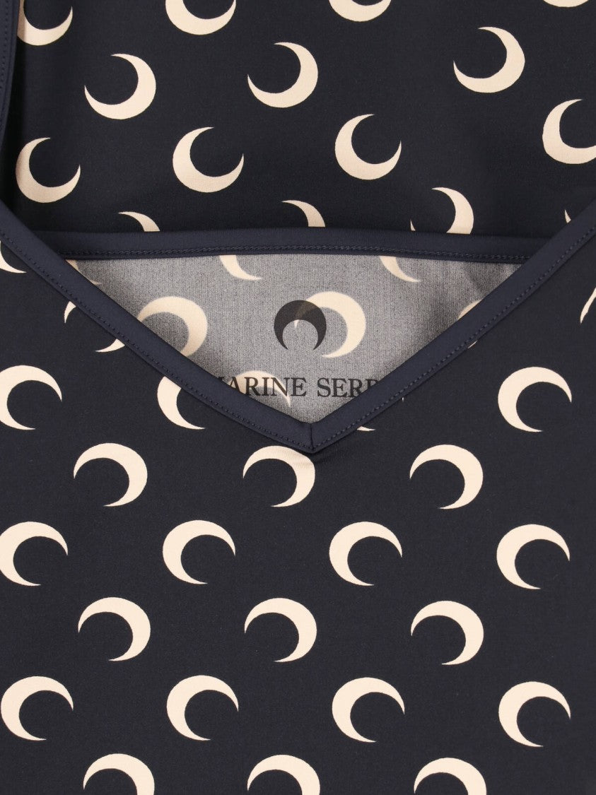 Marine Serre Black Moon Pattern Fitted Mini Dress