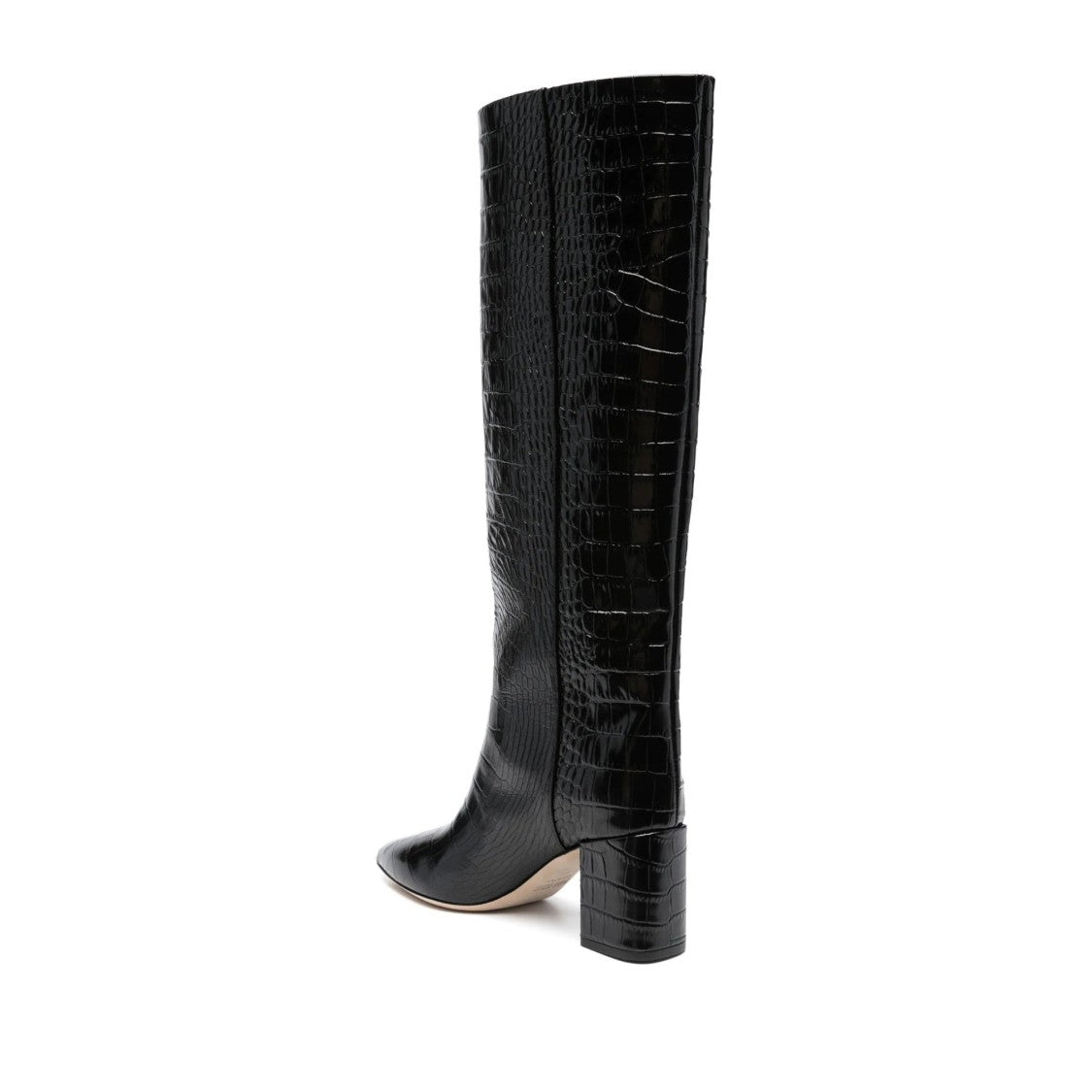 Paris Texas Black Anja Calf Leather Crocodile Boots