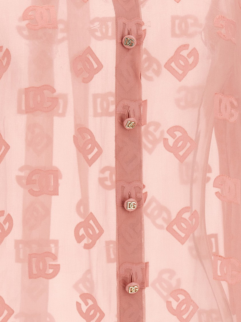 Dolce & Gabbana Devore Silk Satin Shirt With Lavallière Collar