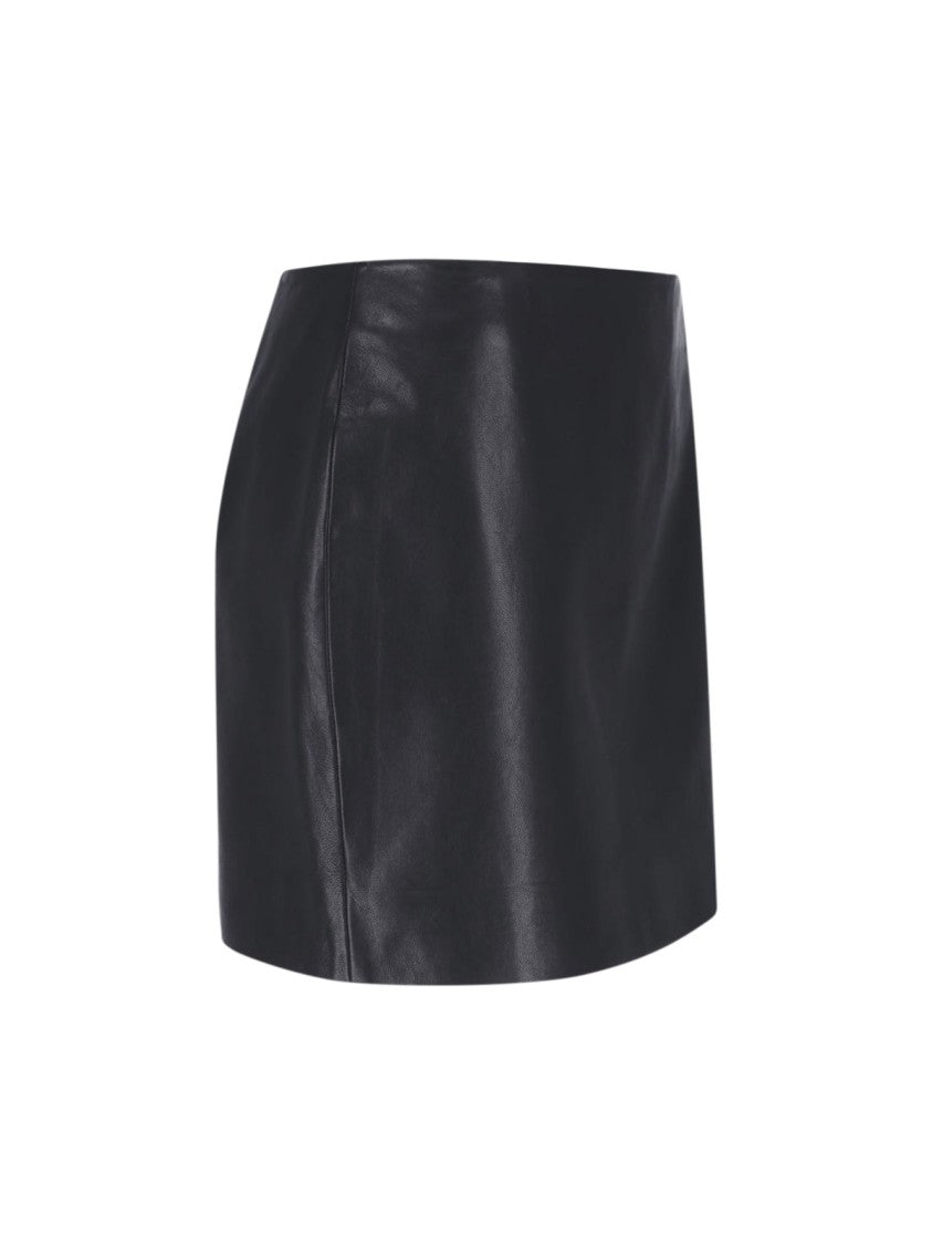 Balmain Black Lambskin Back-Zip Fitted Mini Skirt