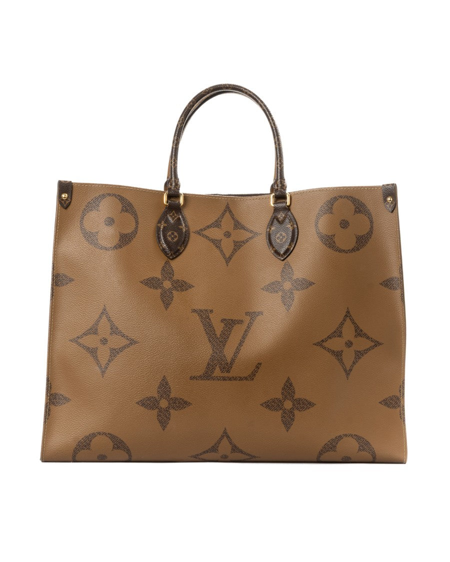 Louis Vuitton Brown Monogram Reverse Onthego Gm Canvas Tote Bag