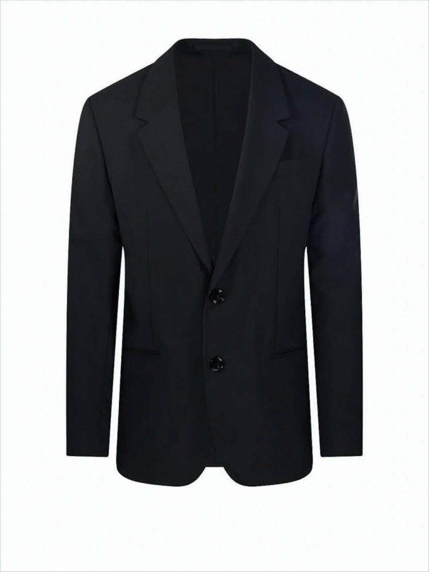 Ami Paris Tailored Black Wool Suit Jacket With Notched Lapel