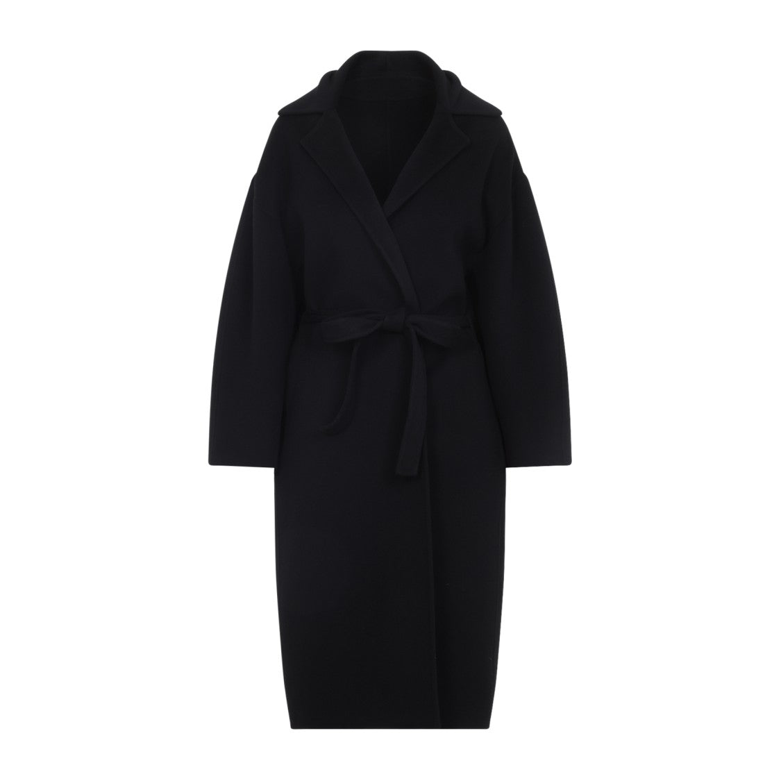 Alberta Ferretti Long Black Wool-Cashmere Blend Coat