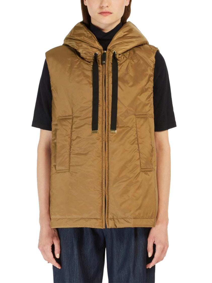 Max Mara Sleeveless Padded Jacket With Shiny Finish And Adjustable Hem