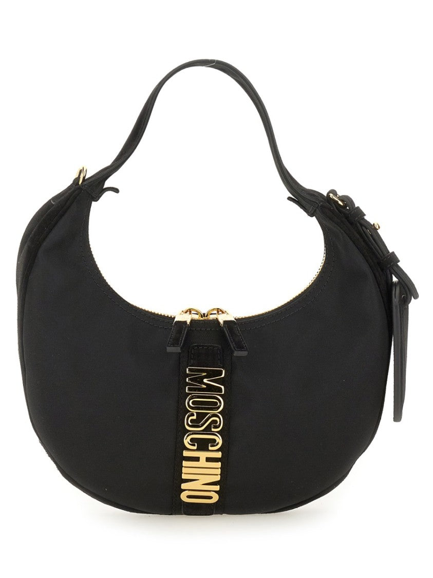 Moschino Crescent-Shaped Handbag With Gold-Tone Accents
