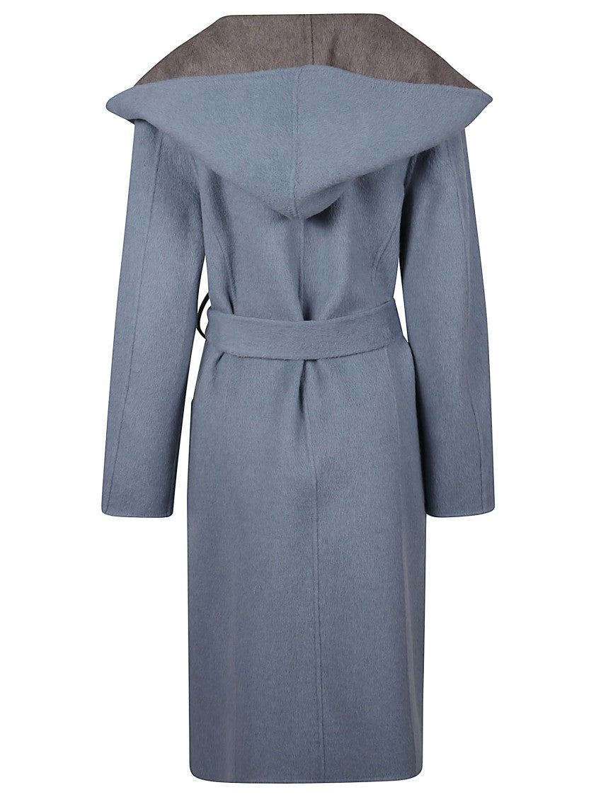 Parosh Relaxed Fit Long Coat With Contrasting Collar