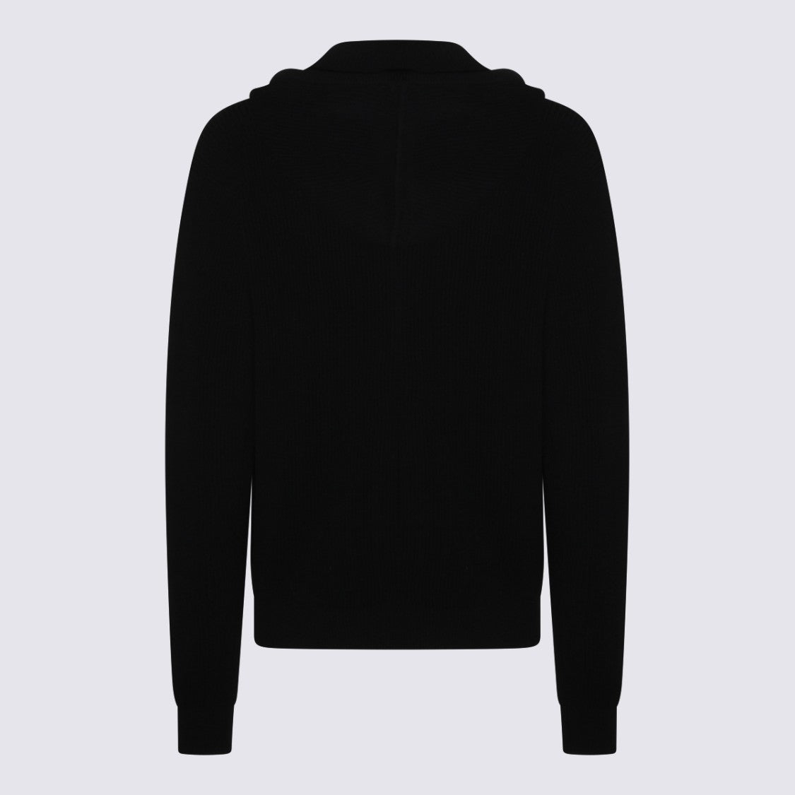 Rick Owens Black Wool Hooded Zip Sweater