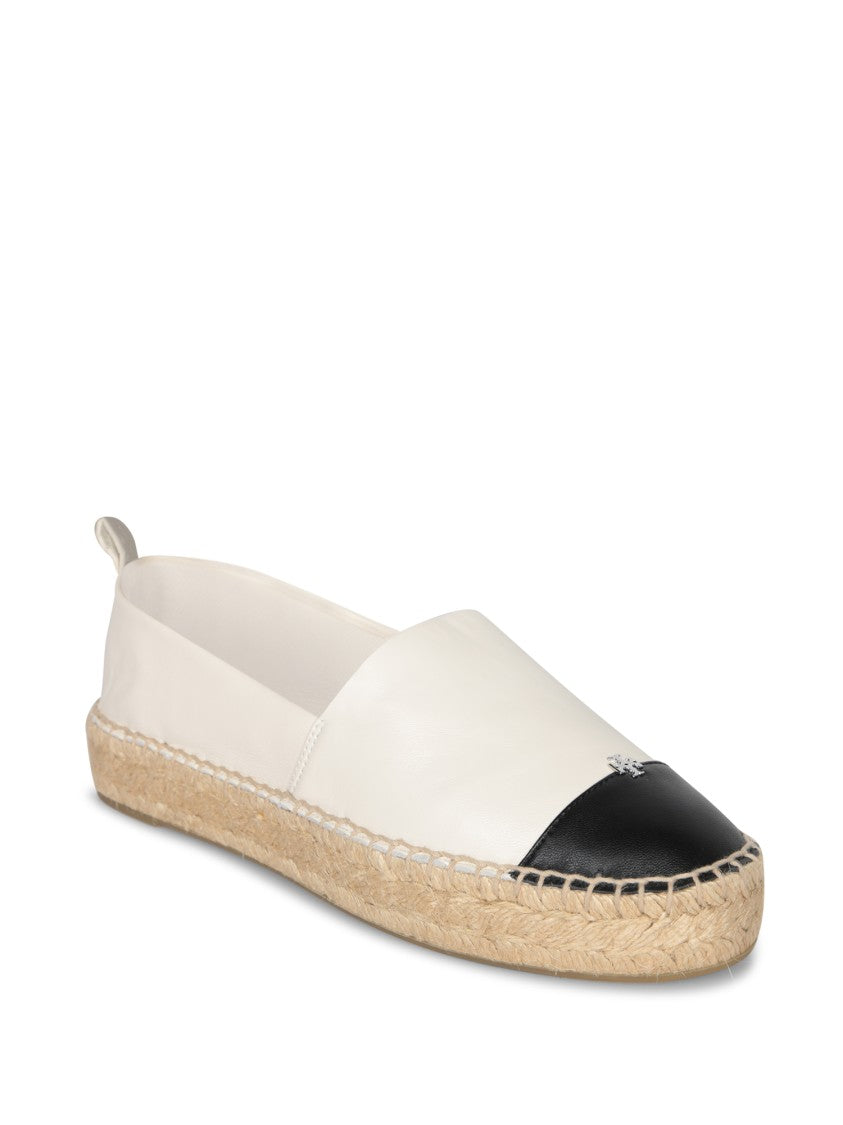 Tory Burch Creamy Espadrilles With Black Cap Toe
