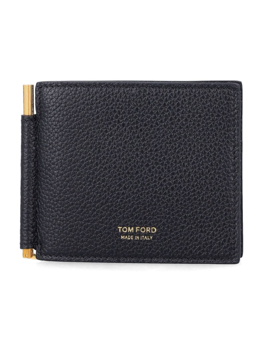 Tom Ford Bifold Wallet With Textured Surface And Gold-Tone Money Clip