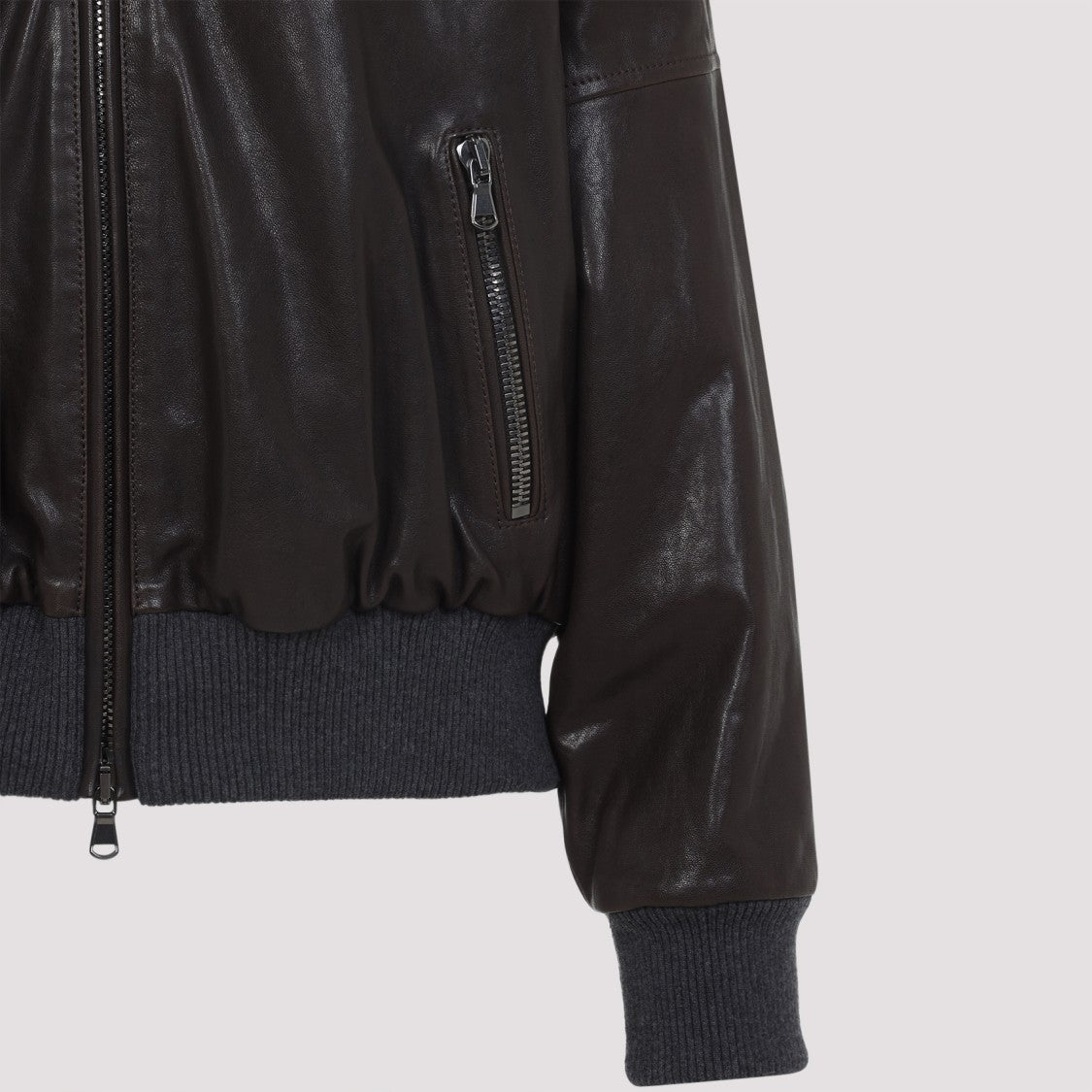 Brunello Cucinelli Leather And Shearling Bomber Jacket