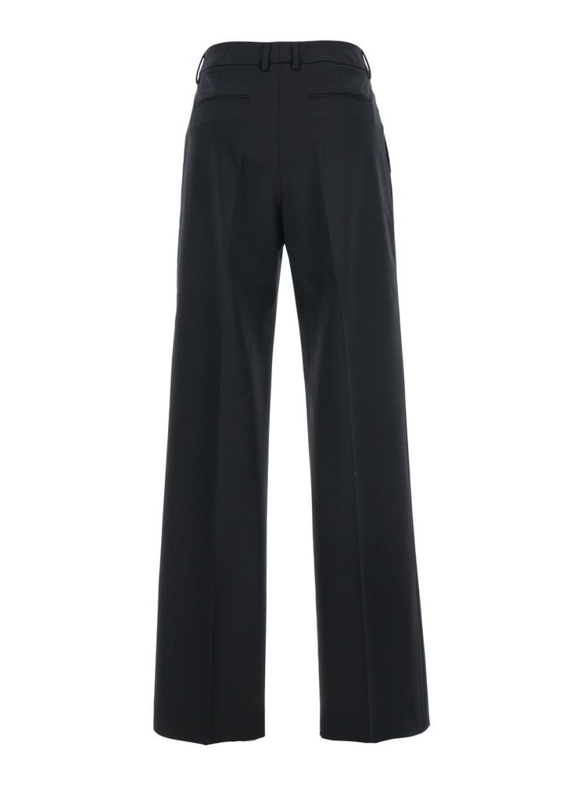 Pt Torino High-Waisted Black Trousers With Pleats