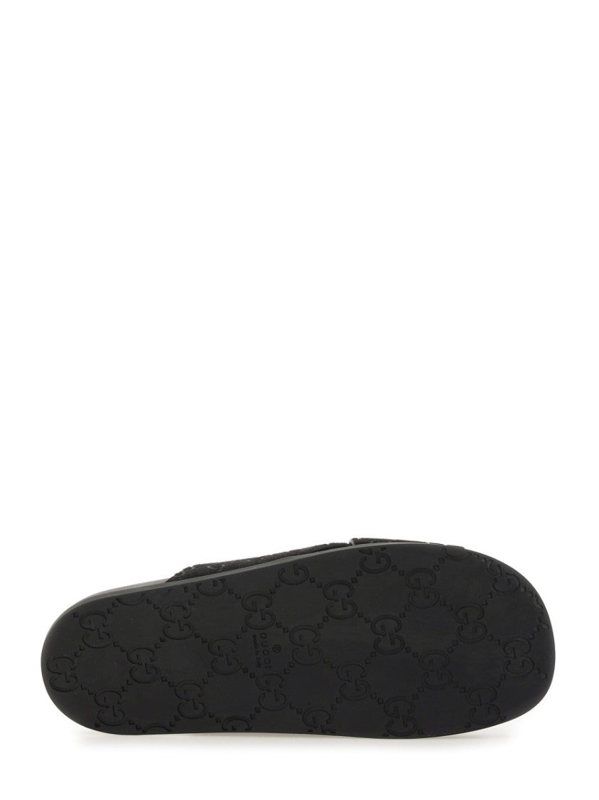 Gucci Sandal Slider With Textured Gg Pattern