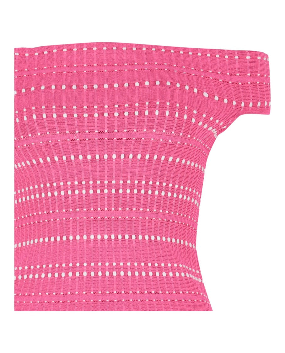 Alexander Mcqueen Off-The-Shoulder Stitch Dot Crop Top