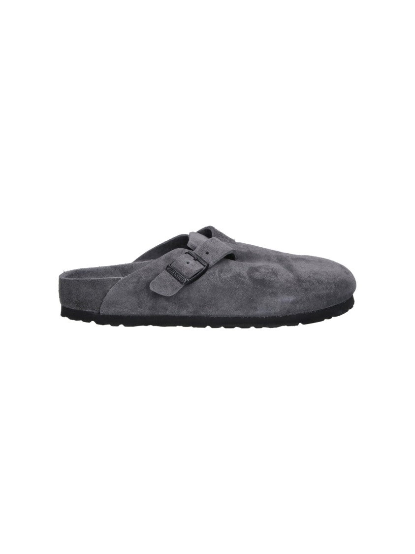 Birkenstock Grey Boston Leather Adjustable Straps Mules