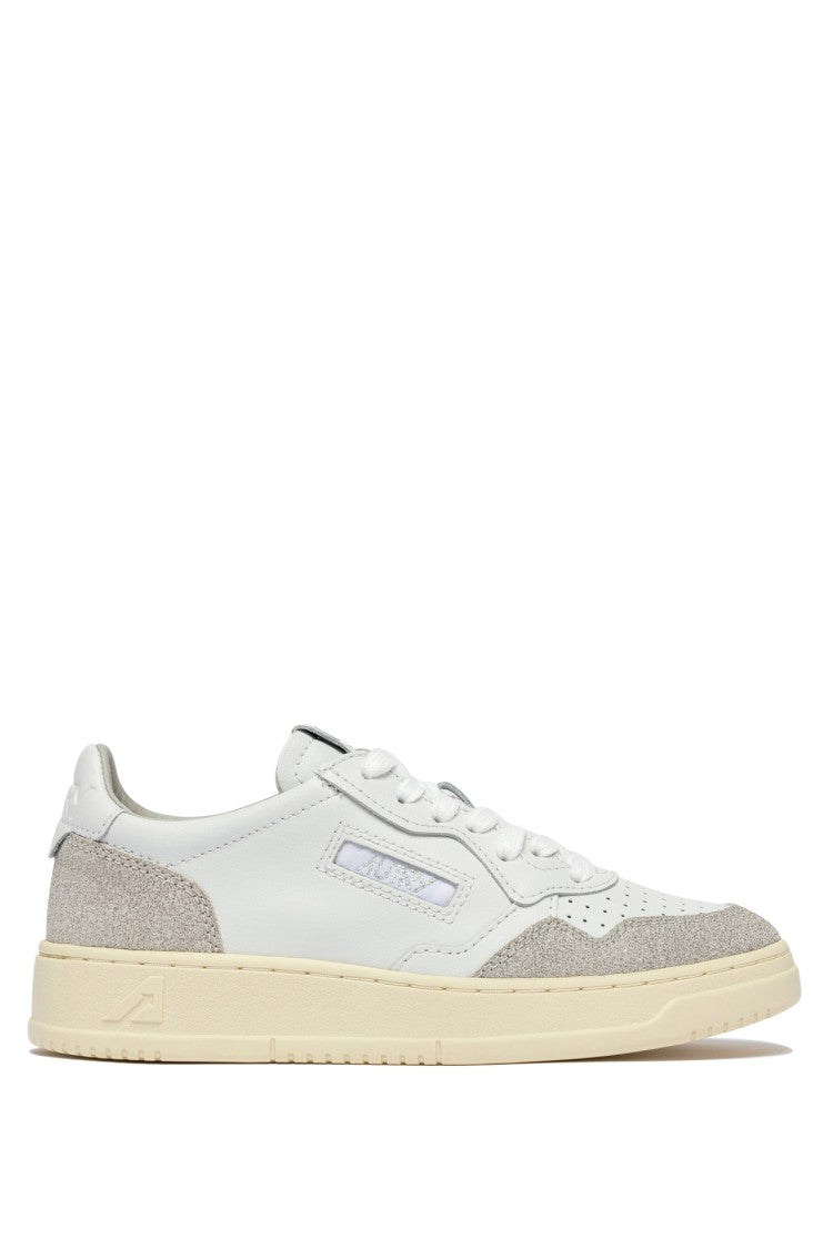 Autry White Medalist Suede Glitter Sneakers
